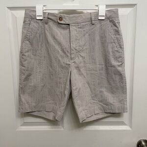 J.McLaughlin Men's 32 Shorts Gray White Stripe Chino Golf Cotton Modal